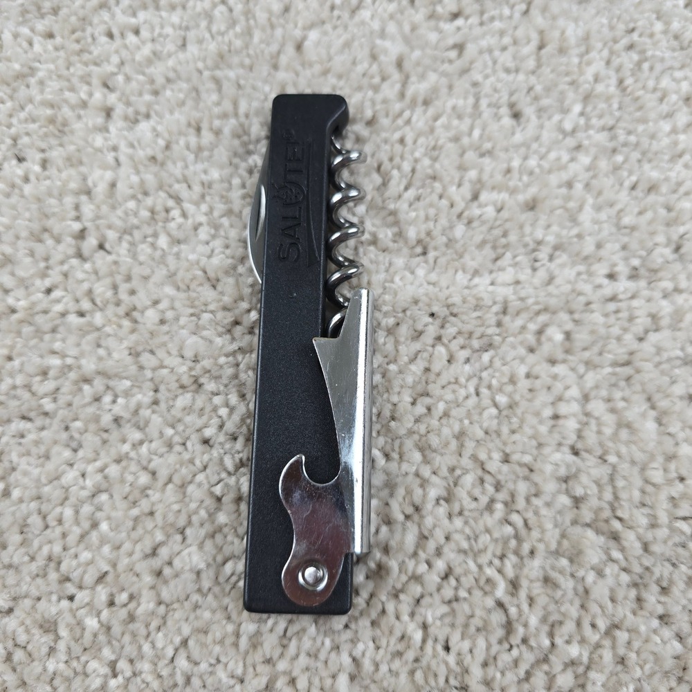 Salute Wine Opener Black Waiters‎ Corkscrew Bottle Opener Foil Cutter Multi-Tool